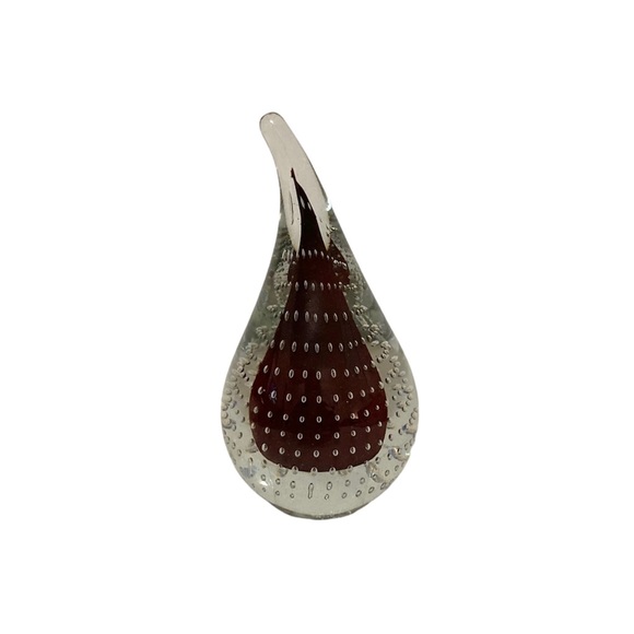 Adam Jablonski Vtg Art Glass Tear Drop Paperweight Brown 1998 Signed w/ Initials - Picture 3 of 8